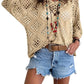 ⏰ Nur heute: 50 % Rabatt! 🔥 Top im Angebot: Damen-Top im Boho-Stil mit beigen Häkeldetails und V-Ausschnitt
