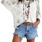 ⏰ Nur heute: 50 % Rabatt! 🔥 Top im Angebot: Damen-Top im Boho-Stil mit beigen Häkeldetails und V-Ausschnitt