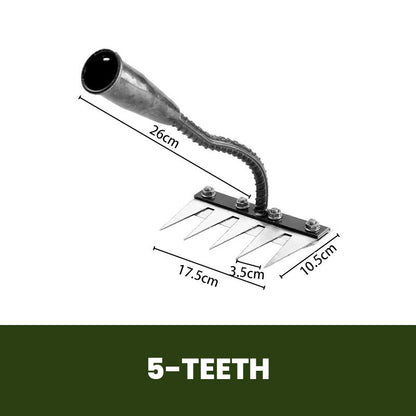 🌿 JETZT 50 % RABATT! 🧤 5/6/7/8 Unkrautrechen mit Gartenzähnen aus Karbonstahl – Langlebig, Ergonomischer Griff & Effizientes Jäten 🌱
