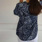 🌞Frühlingserwachen: 50% Rabatt!🌸Boho-Eleganz: Florale Tunika-Bluse mit funkelnden Pailletten & Krempelärmeln