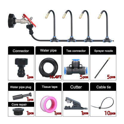 Smartes Sprinkler-Set ✨ Verstellbare Düsen | Flexibler Metallschlauch | Pfahlmontage möglich | Vielseitige Funktionalität | Ideal für Gärten, Terrassen & Gewächshäuser 🌿