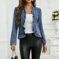 Offene Jeansjacke mit Rüschenbesatz für Damen