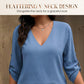 🥳 MEGA-SALE 2026: 50 % RABATT! 🥳 💞Damen-Set: Bluse mit V-Ausschnitt und bedruckte, weite Hose.