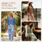 🥳 MEGA-SALE 2026: 50 % RABATT! 🥳 💞Damen-Set: Bluse mit V-Ausschnitt und bedruckte, weite Hose.