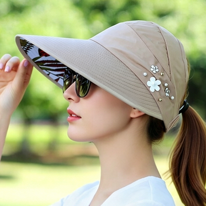 🧢 50% RABATT! ☀️ Faltbarer Sonnenhut mit breiter Krempe & Pferdeschwanz-Öffnung – UV-Schutz, leicht zu verstauen & perfekt für Reisen und Strand 🏖️