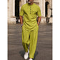 Men's Modern Casual Band Collar Two-Piece Set